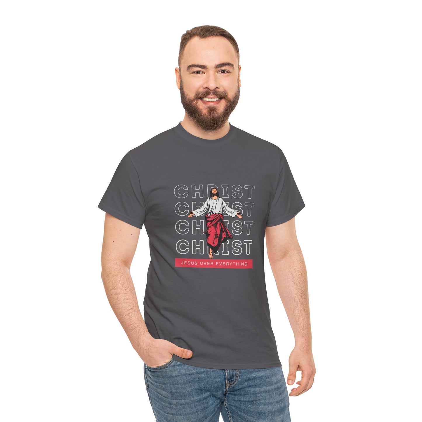 Christ Over Everything, Graphic Tee, Unisex Heavy Cotton T-Shirt, Faith-Inspired Gift, Religious Apparel, Casual Everyday Fashion