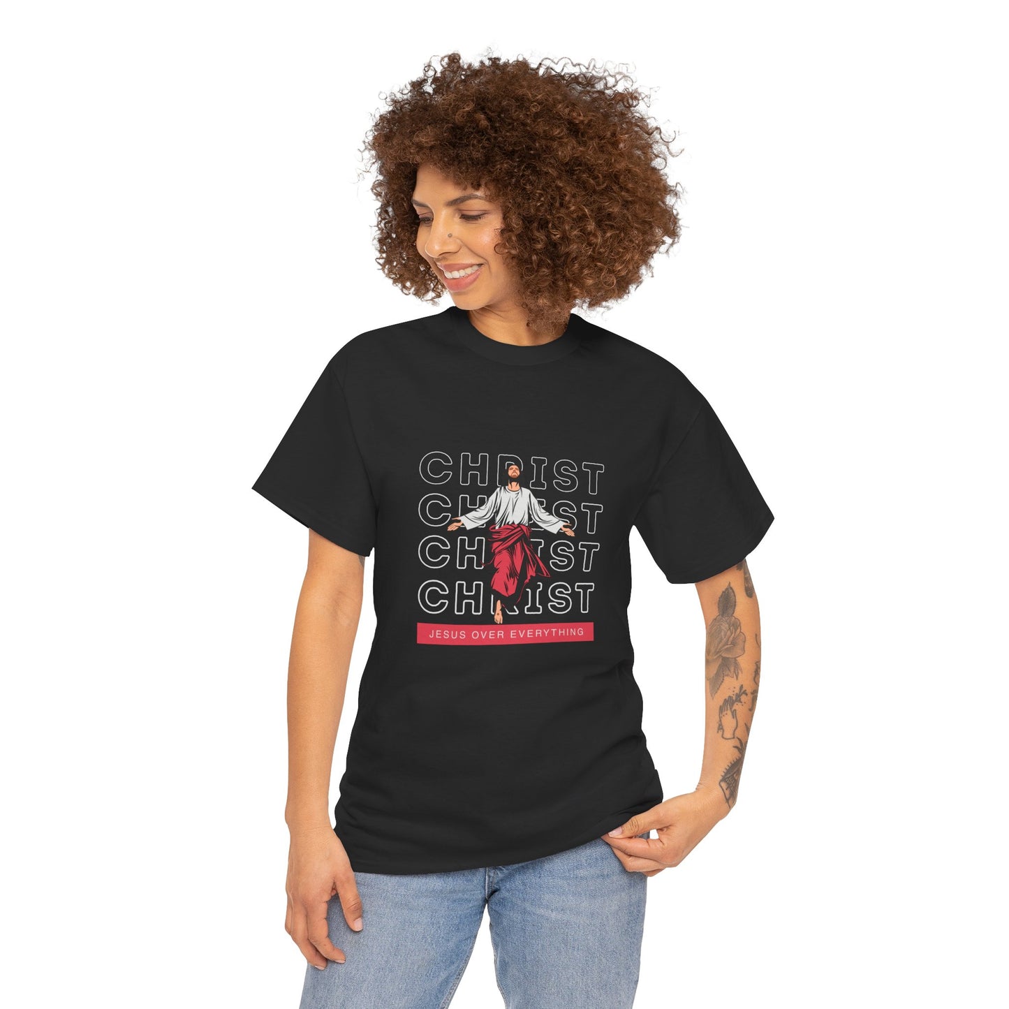 Christ Over Everything, Graphic Tee, Unisex Heavy Cotton T-Shirt, Faith-Inspired Gift, Religious Apparel, Casual Everyday Fashion